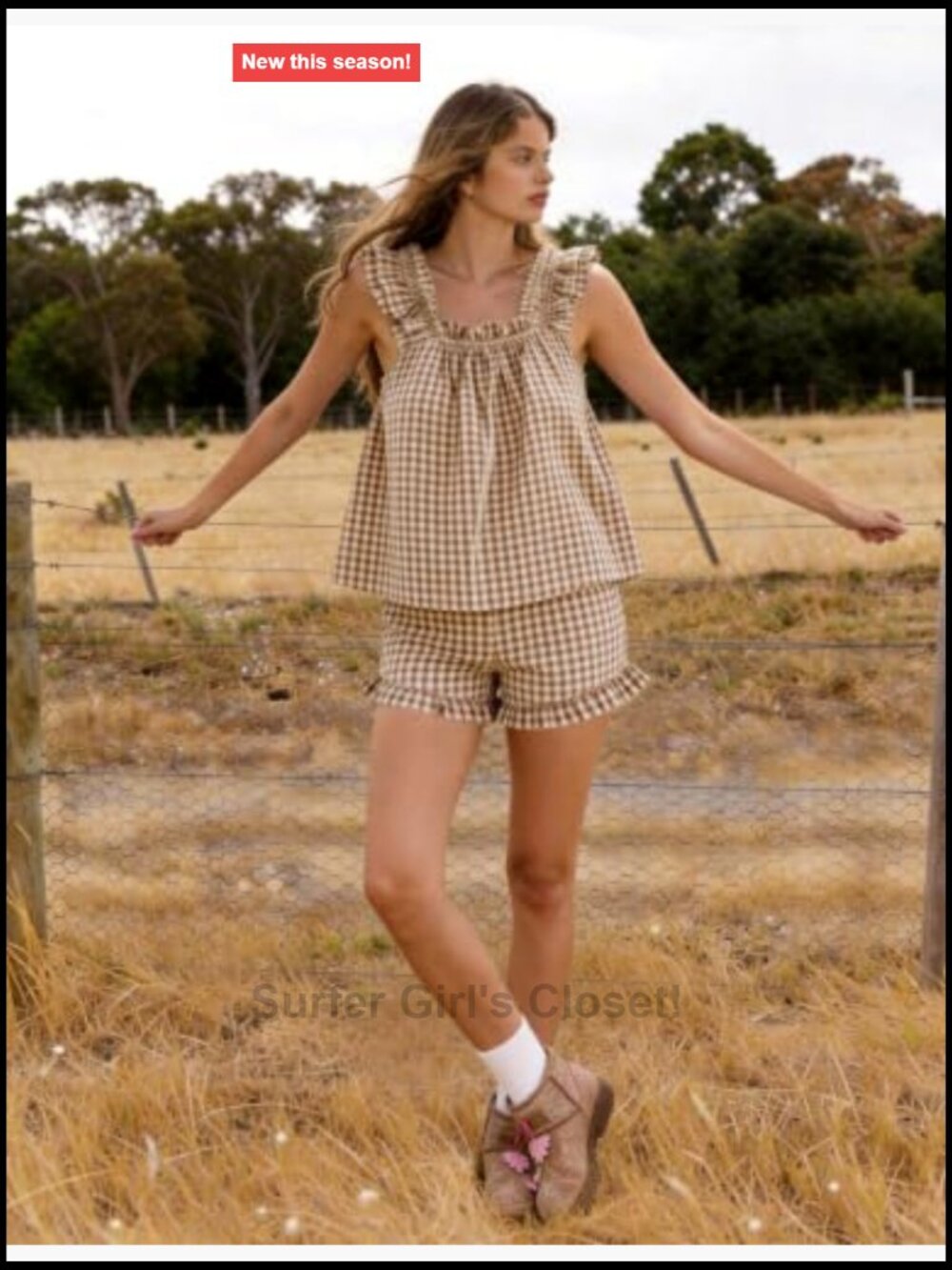 Cotton Ruffle Cami Shorts Pajama Set 2 Piece Lightweight Summer Sleepwear - Picture 3 of 7